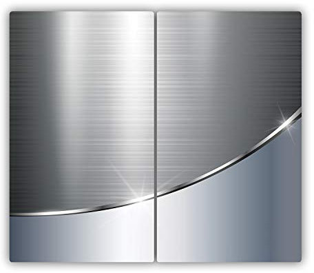 Tulup Schneidebrett 2x30x52 cm Spritzschutz Silber Kochplattenabdeckung Herdabdeckplatte Gehärtetes Glas Abdeckung - Metallcurve