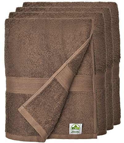 leevitex® Handtuch-Set, saugstark, 50 x 100 cm | Qualität 500 g/m² | 100% Baumwolle | Schokobraun