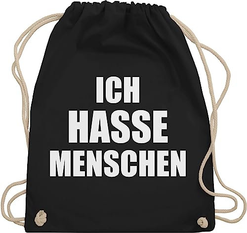 Shirtracer Turnbeutel Rucksack - Sprüche Statement mit Spruch - Ich hasse Menschen - Unisize - Schwarz