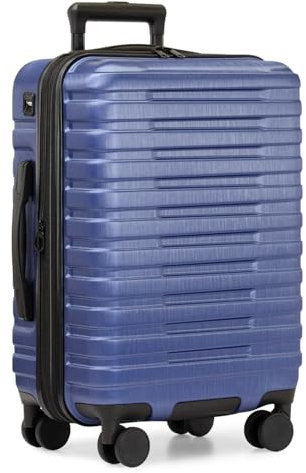 U.S. Traveler Boren Hartschalenkoffer aus Polycarbonat, robust, mit 8 Spinner-Rollen, Aluminiumgriff, Marineblau, Carry-on 22-Inch, USB Port