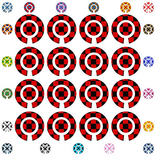 Acclaim Lawn Bowls Identification Stickers Markers Standard 5.5 cm Diameter 4 Full Sets Of 4 Self Adhesive Large Check Two Colour (Red/Black)