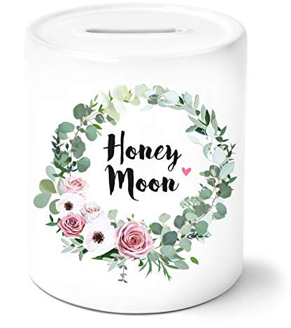 OWLBOOK® Hochzeitsgeschenke für Brautpaar Geld I Geldgeschenk Hochzeit I Geschenk Hochzeit Geldgeschenke zur Hochzeit I Geld schön verpacken Hochzeit I Spardose | Honey Moon | Keramik