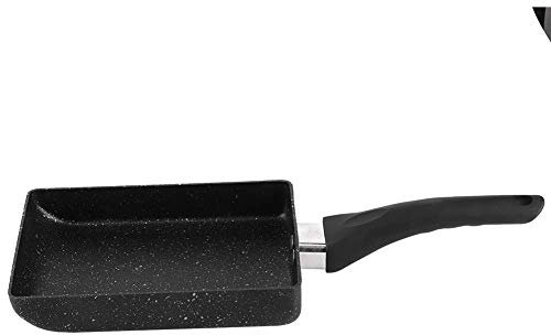 Poêle à Omelette Japonaise Tamagoyaki Casserole Rectangulaire Antiadhésive Poignée en Plastique Poêle à Omelette Noire