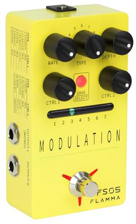 FLAMMA FS05 Multi Modulazione Pedale Effetti Stereo 7 Slot Stoccabili 11 Effetti di Modulazione True Bypass