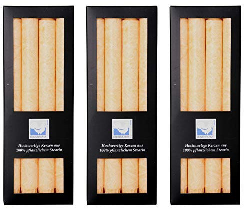 Stearin Stabkerzen, cremefarben - helles Apricot, 25 cm x 2,2 cm, 12er Set, Bio - Kerzen
