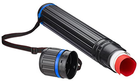 Relaxdays 2 x Teleskop Posterrolle, bis Größe A0, Verstellbarer Tragegurt, Schraubdeckel, 64-100 cm, Kunststoff, schwarz