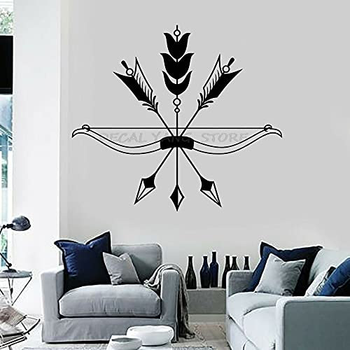 QIANGTOU Pfeile Bogen Wandtattoo Vogel Ethnischen Stil Schlafzimmer Wohnzimmer Büro Wohnkultur Jagd Vinyl Wandaufkleber Kunstwandbild 73x82cm