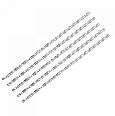 sourcing map 5 Pcs 2mm Mini Micro Twist Drill Bits, High-Speed Steel Straight Shank Extra Long Drill Bit 85mm for Aluminum Alloy