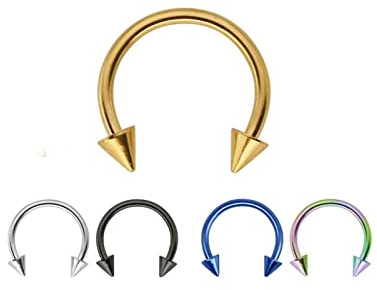 Homxi 5 Pcs Piercing Nariz,16 Gauge Pendientes Nariz Hombre 1.2mm Piercing Acero Quirurgico Septum U con Cono 6/8/10/12mm Piercing Ceja Multicolor