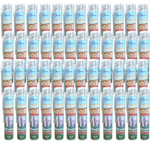 DSTOCK60 - Lot de 48 mousses expansives Manuelles - 750ml - Mousse polyuréthane professionnelle manuelle - Isole, colle et rebouche - Extérieur et intérieur