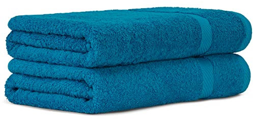Luckytowel Saunahandtuch 2er Set Saunatuch XXL 80x200 cm groß aus 100% Baumwolle - 600g/m² Oeko-Tex Saunatücher-Set 2er Pack Türkis