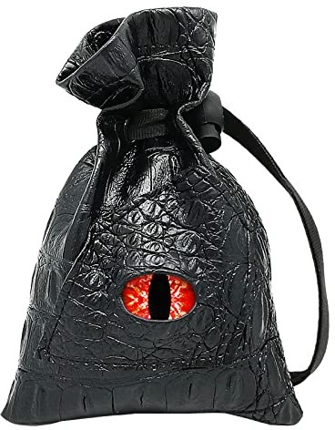 Haxtec Blut Drachen Auge Würfelbeutel Kordelzug PU Leder DND Würfeltasche für D&D Dungeons und Drachen Geschenk und Zubehör (Rache-Blut Auge)