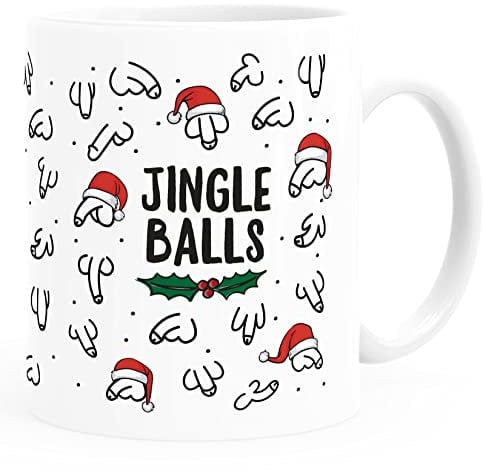 MoonWorks® Kaffee-Tasse Jingle Balls Penis Muster Weihnachten Pimmel mit Weihnachtsmütze Bürotasse lustige Geschenke weiß standard