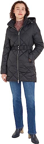 Tommy Hilfiger Damen Daunenmantel Belted Quilted Winter, Schwarz (Black), XXL