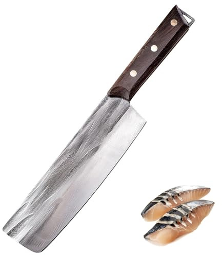 Fubinaty Japanisches Nakiri Kochmesser Handgefertigt Geschmiedete Küchenmesser Hoher Kohlenstoffstahl Fleischbeil Full Tang Kochmesser mit Holzgriff