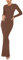 REORIA Women's Sexy Casual Crew Neck Lounge Slimming Long Dress Elegant Wedding Guest Long Sleeve Ribbed Bodycon Maxi Dresses Coffee Medium