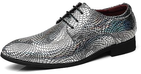 MANLADUO Scarpe Derby da uomo in stile britannico con punta a punta, in pelle, formali, lucide, scarpe alla moda per performance, Grigio, 42.5 EU