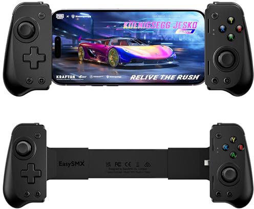 EasySMX M10 Manette Mobile pour iPhone IOS (Lightning), Manette Téléphone Manette de Jeu pour Xbox, PlayStation, Call of Duty, Roblox etc, Chargement Passthrough, Noir
