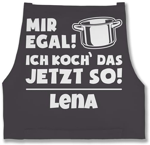Schürze - Kochschürze - Mir egal ich koch das jetzt so - mit Name - 85x69 - Anthrazit - geschenke für köche personalisierte kochschuerze küche ist egal.. backschürze schürtze kochen
