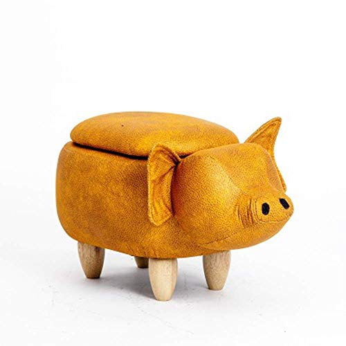 Hocker Schwein, Aufbewahrungshocker, Aufbewahrungsbox, Schwammform, bequem, abnehmbar, Holz, leicht zu reinigen, für Zuhause, multifunktionaler Fußhocker, Gelb