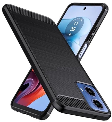 Natbok Case for Moto G34, Premium Soft TPU & Carbon Fibre Cover for Motorola Moto G34, Shockproof, Scratch-Resistant, Anti-Slip, Protective Case for Motorola G34, Black