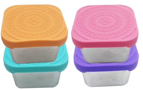 UTHCLO 4pièces Récipients à Collation Inoxydable Conteneurs De Sauce Étanches Avec Couvercle Silicone Pour Salades Et Dips