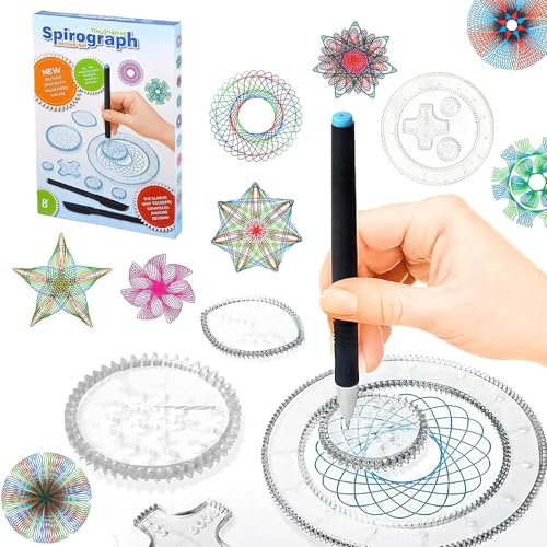 AEUZWR Spirograph Kinder, Spirograph Spiral Drawing Spielzeug Set, Mandala Schablone Zeichnen lernen für Kinder ab 6 Jahren für Steine, DIY Nail Art, Handwerk, Muster Färbung, 28 Stück