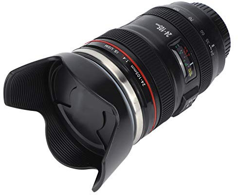 Taza de viaje con lente réplica 1:1, taza de café con cámara negra, 400 ml, para oficina y hogar