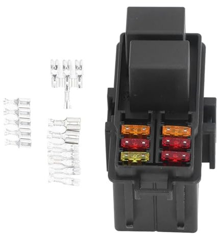 Sicherungs-Relaiskasten, Kfz-Ersatz-Sicherungskasten mit 2 Stück 12 VDC 30 A 5-poligen Relais und 6 Stück 5 A 10 A 20 A Sicherungen für Auto, Boot