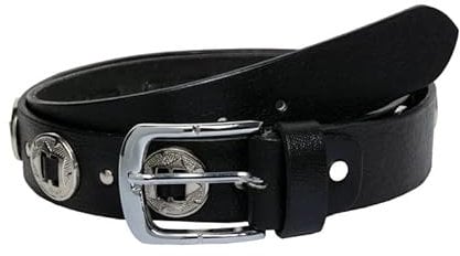 Biker handmade Concho Full Grain handcrafted leather belt 35mm Real Leather Belt for men Punk Belt (M)