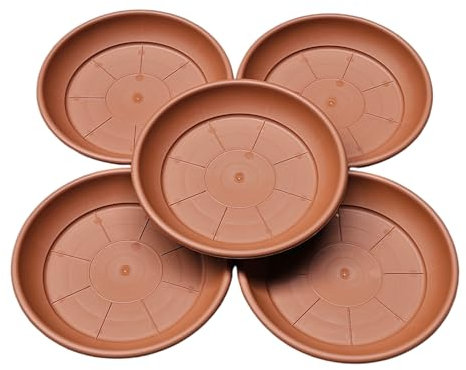teramico Lot de 5 soucoupes de Pot de Fleurs résistantes aux intempéries en Plastique Italien. pour Balcon, terrasse et Jardin, en Terre Cuite, Anthracite, Taupe. Terre Cuite, 46 cm