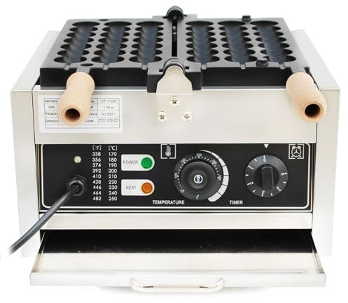 1500W Edelstahl Kommerzielle Waffelbissen Elektrisch Bubble Waffle Maker Machine,für die Herstellung von Pfannkuchen, Muffins und Waffeln in Schnellrestaurants, Teerestaurants, Bäckereien