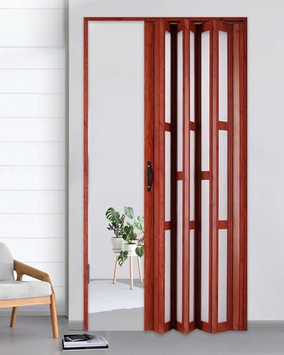 Porte Accordéon Interieur Porte Pliante en Bois Style Accordéon, Portail Coulissant Pliable en Aluminium avec Poignée, Porte Intérieure de Salle de Bain avec Porte Accordéon, Porte de Séparation(23x39