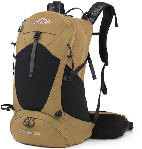 IX INOXTO Wanderrucksack, 35 l, wasserdicht, Wanderrucksack mit Regenschutz, leichter Reiserucksack für Damen und Herren, Khaki ohne 3-Liter-Blase, Einheitsgröße, Tagesrucksäcke