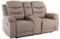 Raburg Kinosessel 2er-Fernsehsessel mit mechanischer Relax- & Liegefunktion, Easy-Lift, Getränkehalter, Snackfach, Komfortpolsterung, je Sitz 130 kg belastbar – Pixx, Mikrofaser|Graubraun