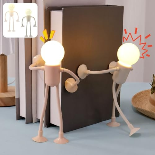 2Pcs Lustige Lampe Veränderbarer Form und Lustigem Sportler, beamlight veränderbarer form und lustigem sportler nachtlicht, Nachtlicht mit Saugnapf Umgedreht, Hängend