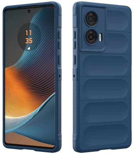 RIIMUHIR Silicone Case for Motorola Edge 50 fusion, Silky-Soft Touch Cover, Anti-Scratch Phone Case with Microfiber Lining, Shockproof Full Body Protective Case with Camera Protection (Dark Blue)