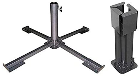 Pied de parasol en porte-à-faux pliable en métal robuste pour parasol de jardin Noir