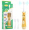 NELL&WELL Kids Electric Toothbrush, 2-Min Timer, 3 Modes with Memory, IPX 7 Waterproof, Battery Powered Kids Toothbrush with 3 Soft Bristles Heads for Children Boys and Girls Ages 3+ (Yellow Cat)