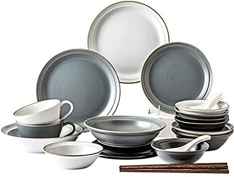 MYUYEE Dinnerware Set Luxury Family Dinner Service Set 32 Pieces -Ceramic Dinnerware Set Classic Dinnerware Set Service for 6 Include Plates/Salad Plates/Bowls Set，