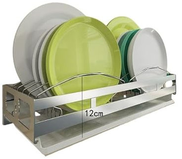 TentHome - Escurridor de vajilla (acero inoxidable, secador de vajilla de pared, escurridor, almacenamiento de vajilla, cocina colgante o acero inoxidable, con bandeja de agua extraíble (para plato 2)