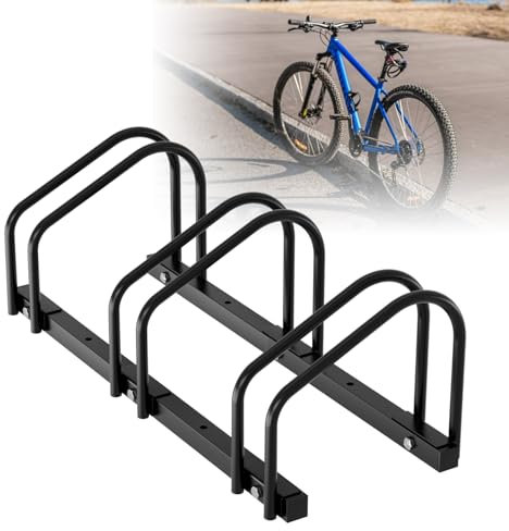 Randaco Râtelier 3 vélos, support multiple, en acier galvanisé, pour montage au sol et au mur, 26 x 70,5 x 32 cm, noir