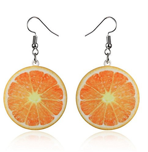 BLeezm Ohrringe Orange Lustige Frucht-Ohrringe, Orange Tropfen, Baumelnd & Niedlich für Frauen