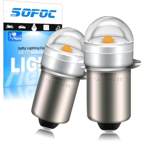 SOFOC P13.5S LED Torch Bulb 1-5V DC 3000K Warm White Decorative Light DIY Indicator Lamp Outdoor/Bicycle Headlamp Penlight for Maintenance 2Pcs