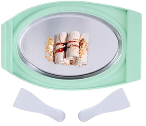 Máquina para hacer helados enrollados, máquina manual de 2 espátulas, función de placa fría instantánea, bandeja de helado frito para sorbete de yogur, diversión familiar