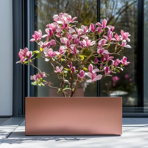 Tulipy 1.2m/1m/75cm/70cm Zinc Galvanised Trough Planter | No Assembly Needed | Lightweight (Rose Gold, L120cm x W40cm x H40cm)