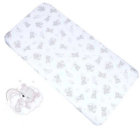 BABYLUX Baby Spannbettlaken für Kinderbett - 100% Baumwolle,60x120 / 70x140 cm weich und bequem, passend für alle Standardmatratzen, (138 - Bären, 70x140cm)