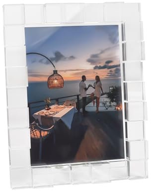 Kristall Bilderrahmen 13x18 cm, Premium Glas Hochzeits & Jubiläumsfotorahmen, Elegantes Erinnerungsgeschenk mit funkelndem Design, Tisch Wandaufstellung (für 13x18 cm Fotos), Inkl Luxus Geschenkbox