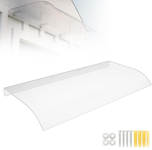 Auvent de Fenêtre Exterieur, Marquise de Porte d'entree 40 80 100 120 160 200cm Auvent de Porte et Fenêtre en Polycarbonate, Marquise Solaire de Terrasse Balcon Résistante(Matte,35x140cm)