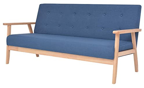 Frdhee Mini Sofa Küchensofa, 3-Sitzer-Sofa Stoff Blau für Gäste und Alltag